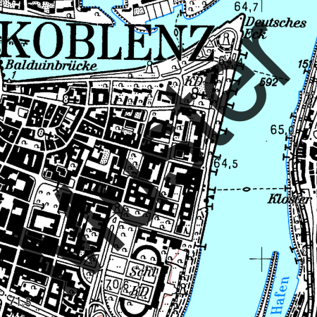 Ausschnitt TK25 historisch bis 2007, Maßstab 1:25 000