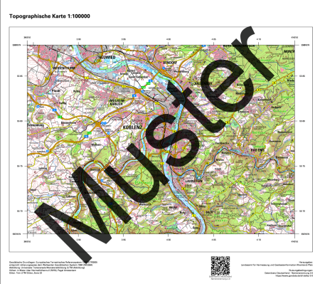 Digitale Topografische Karte 1:100 000 DTK100 (Auszug)