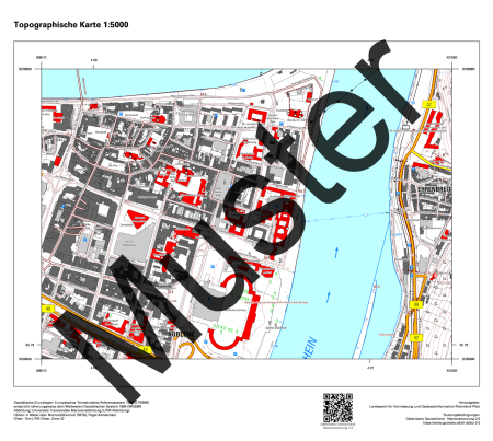 PDF-Auszug der DTK5 im Maßstab 1:5 000 mit Flurstücks- und Eigentumsgrenzen